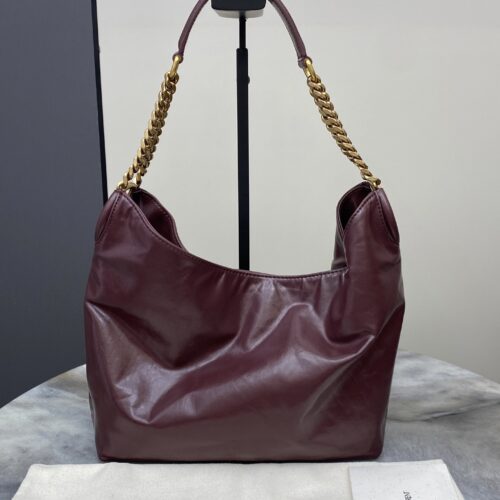 sy_no_BF94BAB04400D403BD58F4F8E98C02A4_0 YSL Oil-Waxed Leather Hobo Bag – Burgundy & Gold