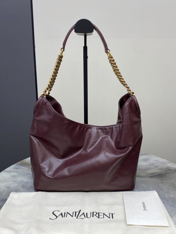 sy_no_BF94BAB04400D403BD58F4F8E98C02A4_0 YSL Oil-Waxed Leather Hobo Bag – Burgundy & Gold