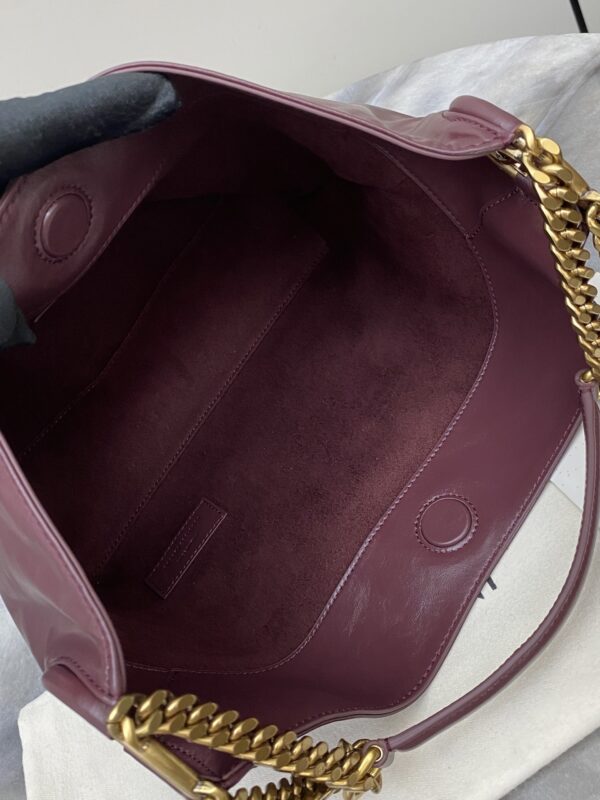 sy_no_BF94BAB04400D403BD58F4F8E98C02A4_6 YSL Oil-Waxed Leather Hobo Bag – Burgundy & Gold