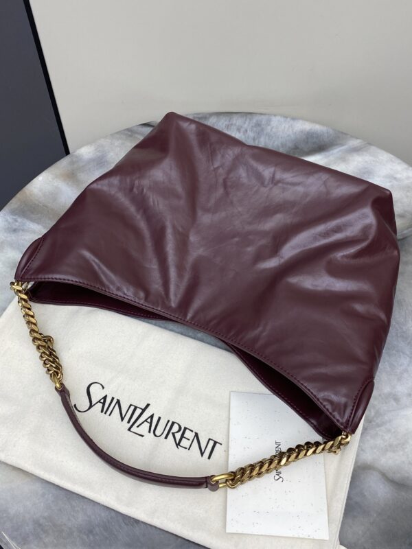 sy_no_BF94BAB04400D403BD58F4F8E98C02A4_8 YSL Oil-Waxed Leather Hobo Bag – Burgundy & Gold