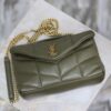 YSL Loulou Puffer Mini Double-Chain Bag – Olive Green Lambskin
