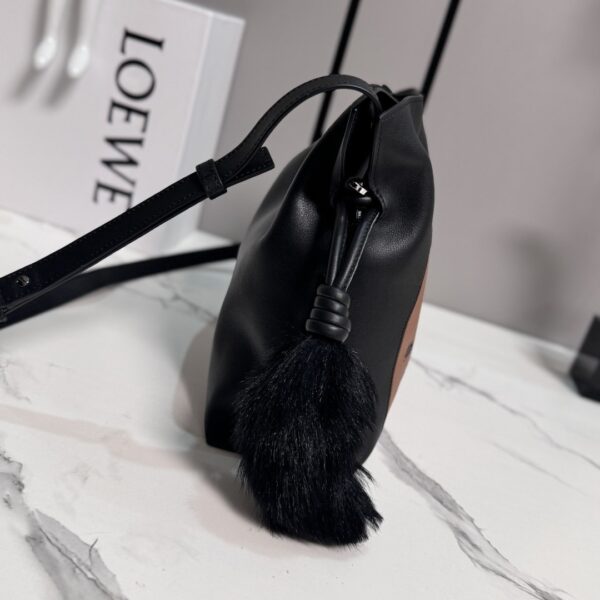 Loewe Lion Intarsio Flamenco Medium Bag – Glossy Calfskin Leather (Black)