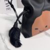 Loewe Lion Intarsio Flamenco Medium Bag – Glossy Calfskin Leather (Black)
