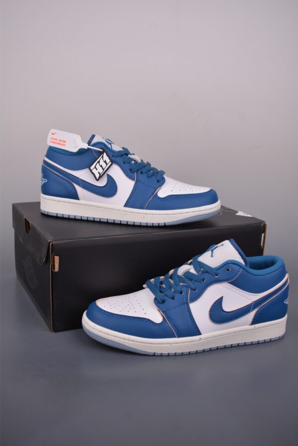 sy_no_C1E23A195B3DA36F4AF5E3EBC7E78F75_4 Air Jordan 1 Low – White / Deep Blue Retro Sneakers