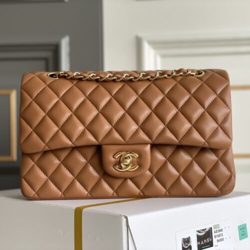 Caramel Brown Quilted Lambskin Classic Flap Bag