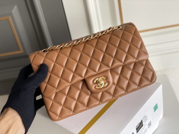 sy_no_C32B575946C15DCAF6AA731844C03C74_1 Caramel Brown Quilted Lambskin Classic Flap Bag