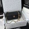 sy_no_C367CD68172FDB2C83C59390939D0103_0 Black Textured Calfskin Gemstone Letter Charm Chain Flap Bag