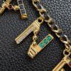 sy_no_C367CD68172FDB2C83C59390939D0103_3 Black Textured Calfskin Gemstone Letter Charm Chain Flap Bag