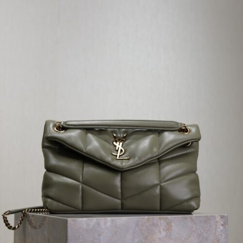 YSL Loulou 29cm Quilted Chain Bag – Wheat Green