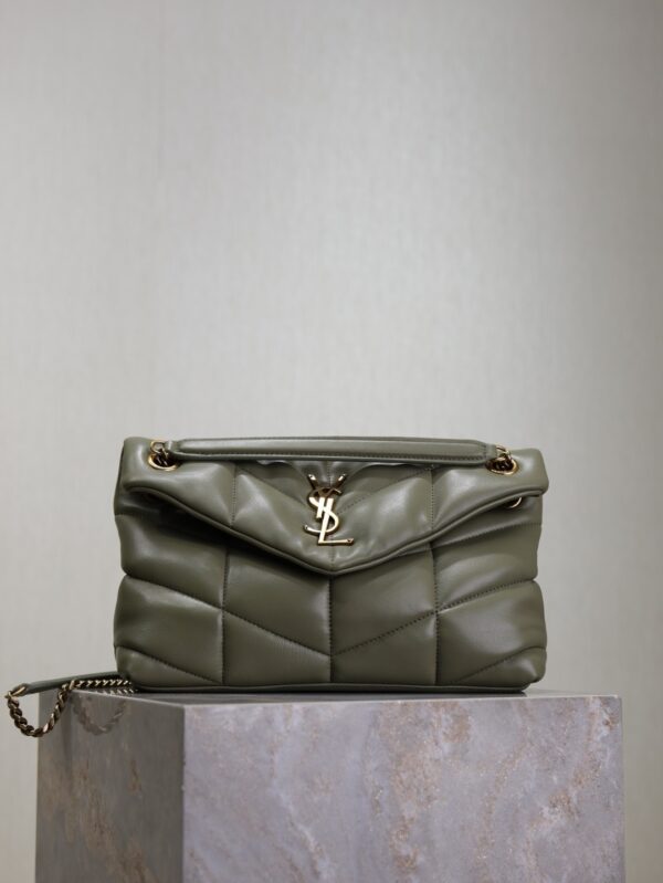 sy_no_C3E4E8902D51C97EEA5D06BE449B6063_0 YSL Loulou 29cm Quilted Chain Bag – Wheat Green