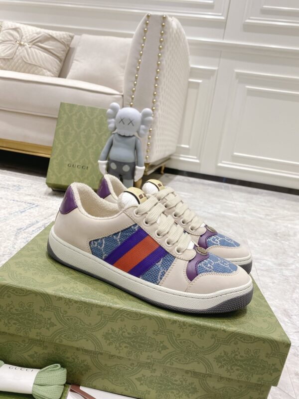 sy_no_C550B39ABC30A86F86D45FE636FFCCD4_0 Cream & Denim Blue Monogram Retro Sneakers