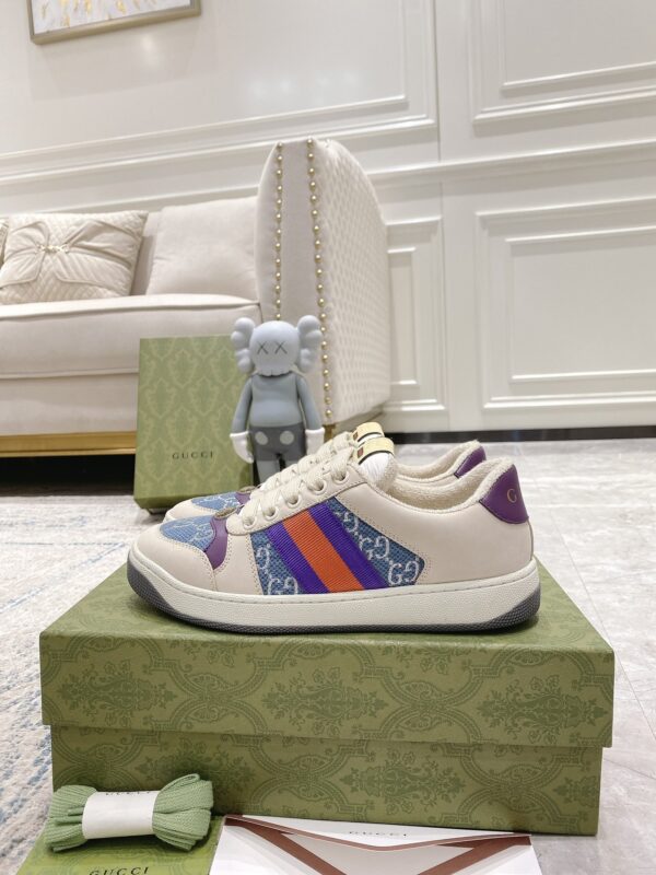 sy_no_C550B39ABC30A86F86D45FE636FFCCD4_2 Cream & Denim Blue Monogram Retro Sneakers