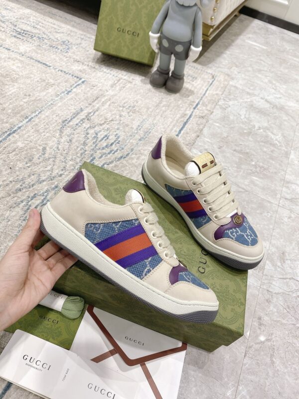 sy_no_C550B39ABC30A86F86D45FE636FFCCD4_5 Cream & Denim Blue Monogram Retro Sneakers