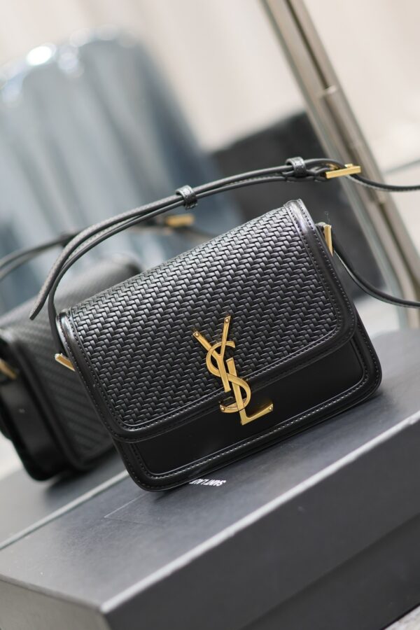 Solferino Box 19cm Bag – Black Woven & Gold-Tone Hardware