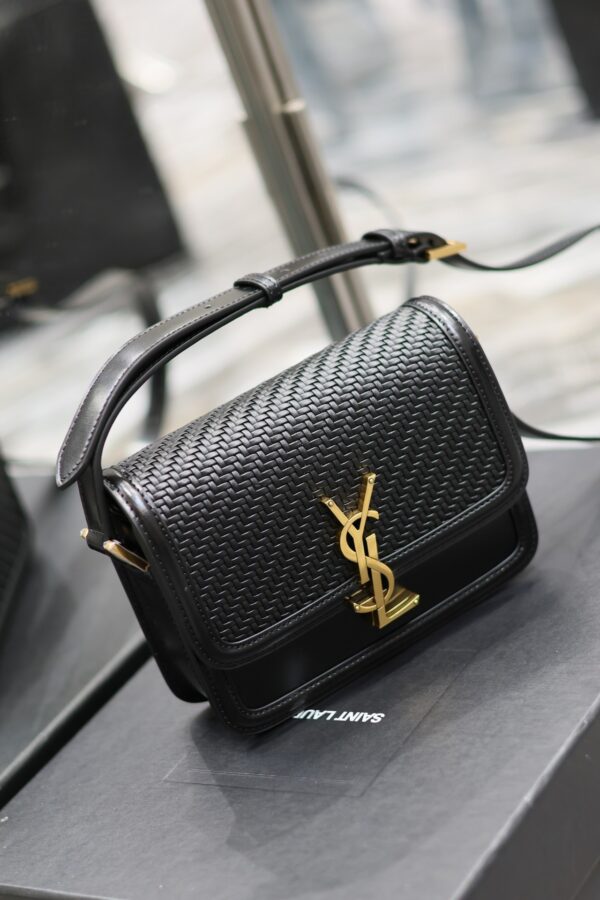 Solferino Box 19cm Bag – Black Woven & Gold-Tone Hardware
