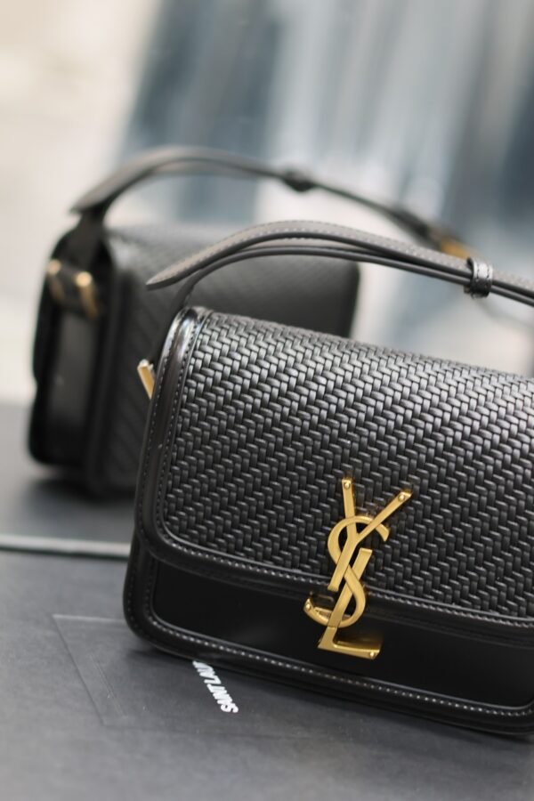 Solferino Box 19cm Bag – Black Woven & Gold-Tone Hardware