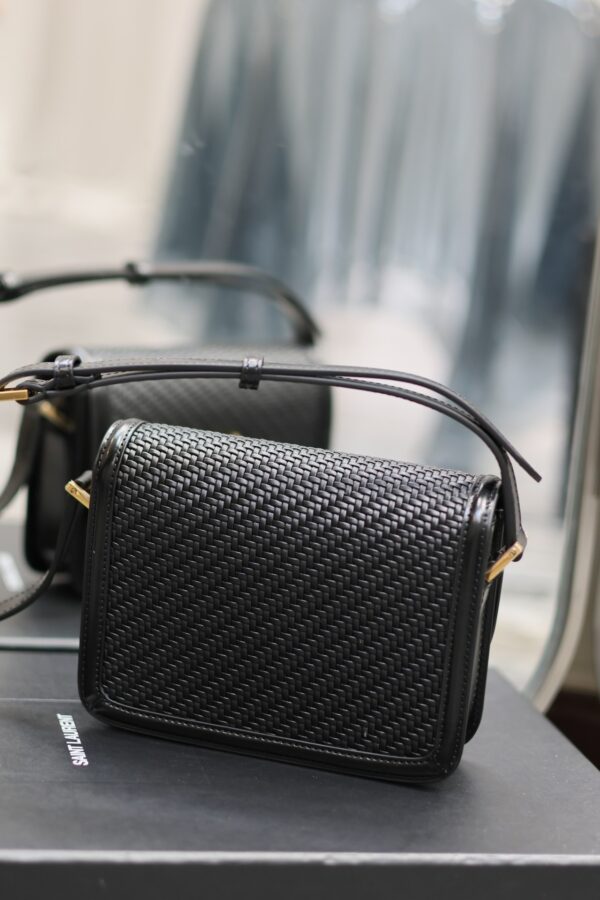 Solferino Box 19cm Bag – Black Woven & Gold-Tone Hardware