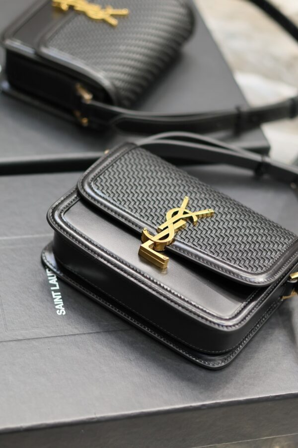 Solferino Box 19cm Bag – Black Woven & Gold-Tone Hardware