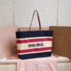 sy_no_C5BB29A9FC184A52743CCD9B1A2A7F44_0 Miu Miu Color-Block Fabric Tote Bag / Shoulder Bag