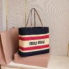 sy_no_C5BB29A9FC184A52743CCD9B1A2A7F44_1 Miu Miu Color-Block Fabric Tote Bag / Shoulder Bag
