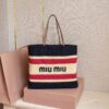 sy_no_C5BB29A9FC184A52743CCD9B1A2A7F44_2 Miu Miu Color-Block Fabric Tote Bag / Shoulder Bag
