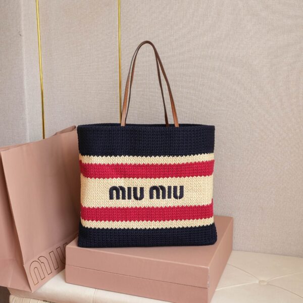 sy_no_C5BB29A9FC184A52743CCD9B1A2A7F44_2 Miu Miu Color-Block Fabric Tote Bag / Shoulder Bag
