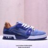 sy_no_C5DF2A24C3349580329C1C6818944153_0 Louis Vuitton LV Trainer Blue Denim & Caramel Tan Retro Sneakers