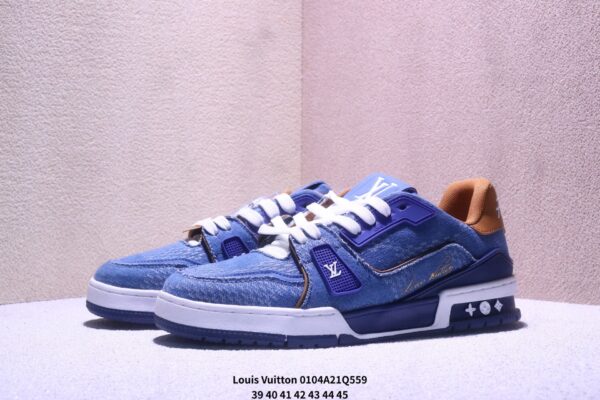 sy_no_C5DF2A24C3349580329C1C6818944153_3 Louis Vuitton LV Trainer Blue Denim & Caramel Tan Retro Sneakers