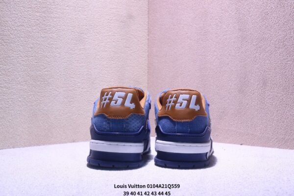 sy_no_C5DF2A24C3349580329C1C6818944153_5 Louis Vuitton LV Trainer Blue Denim & Caramel Tan Retro Sneakers