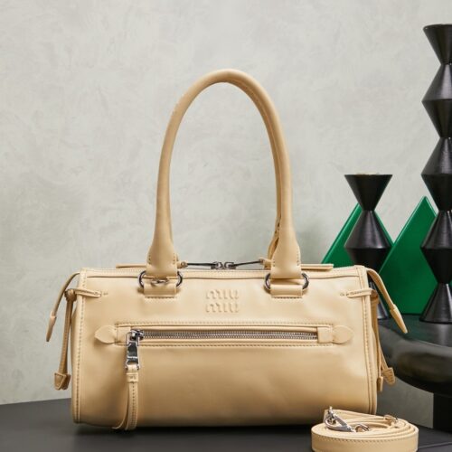 sy_no_C5F056CC17E363AAD5121B7C9D488F71_0 Marigold Leather Front-Zip Double-Handle Shoulder Crossbody Bag