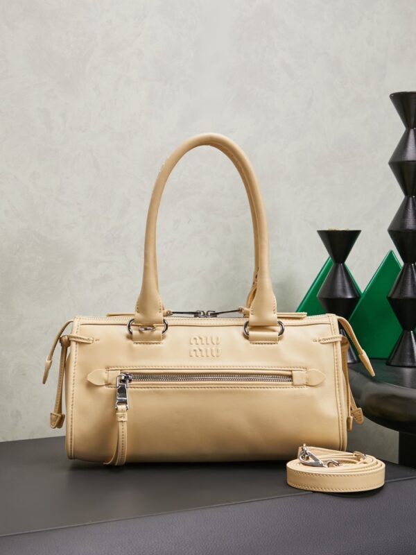 Marigold Leather Front-Zip Double-Handle Shoulder Crossbody Bag