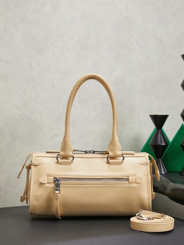 Marigold Leather Front-Zip Double-Handle Shoulder Crossbody Bag