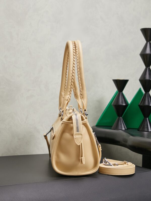 Marigold Leather Front-Zip Double-Handle Shoulder Crossbody Bag