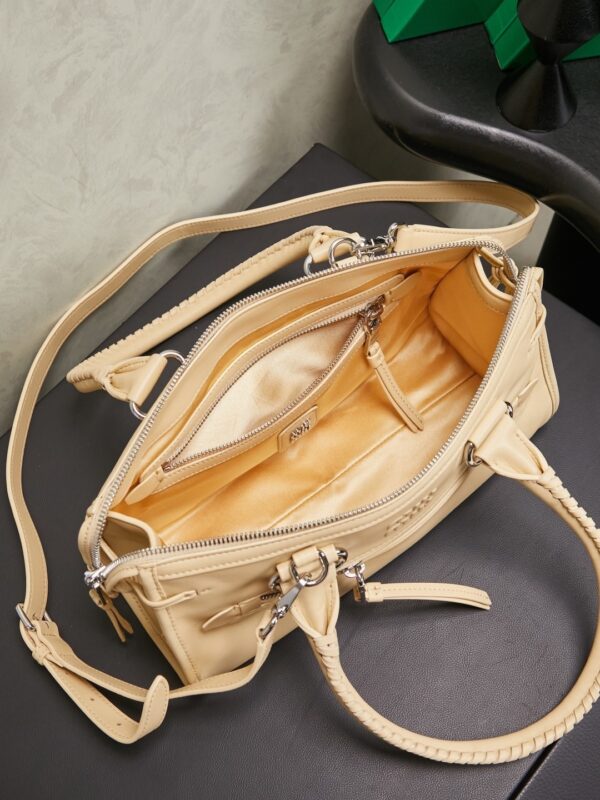 Marigold Leather Front-Zip Double-Handle Shoulder Crossbody Bag