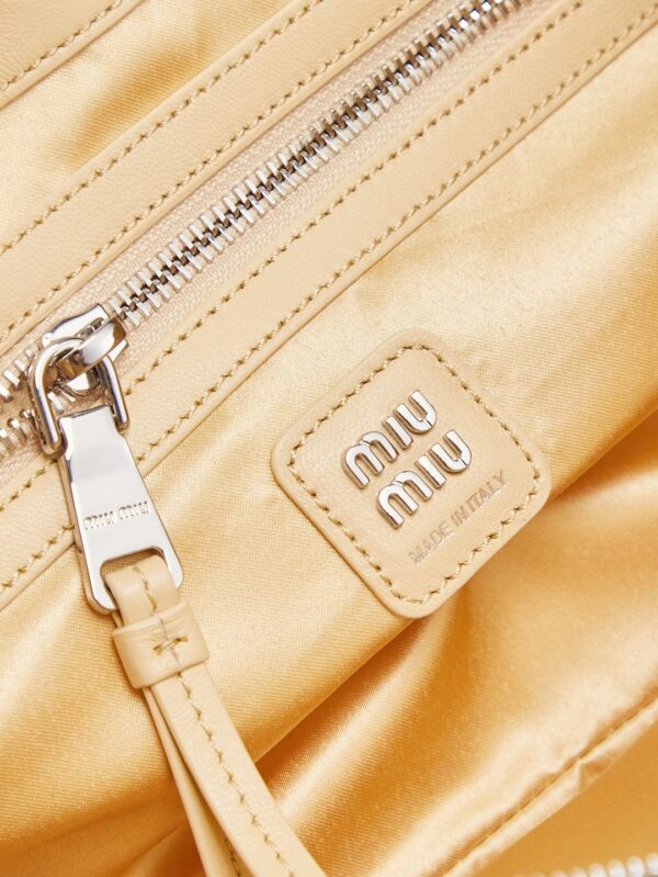 Marigold Leather Front-Zip Double-Handle Shoulder Crossbody Bag