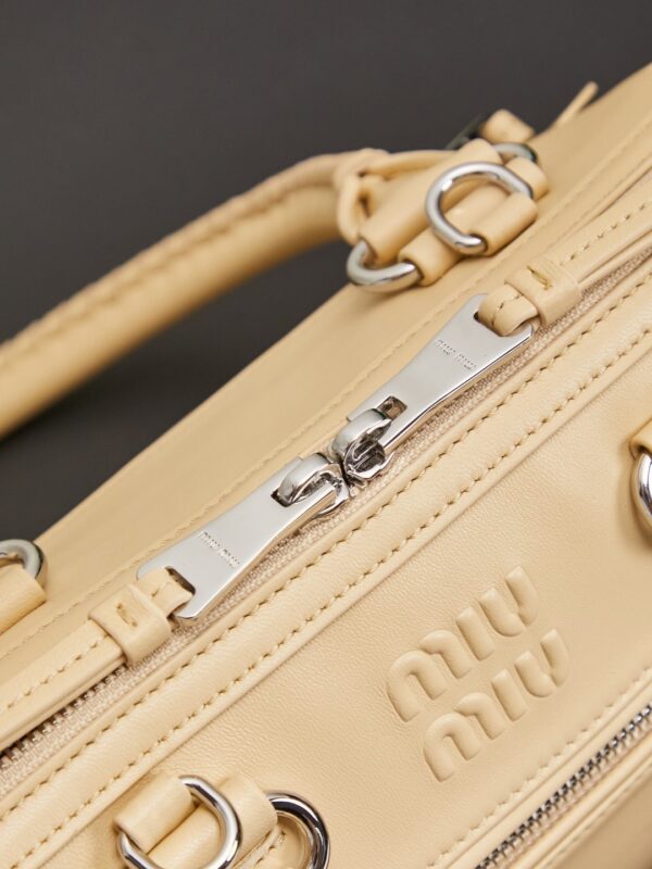 Marigold Leather Front-Zip Double-Handle Shoulder Crossbody Bag