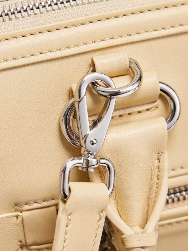 Marigold Leather Front-Zip Double-Handle Shoulder Crossbody Bag
