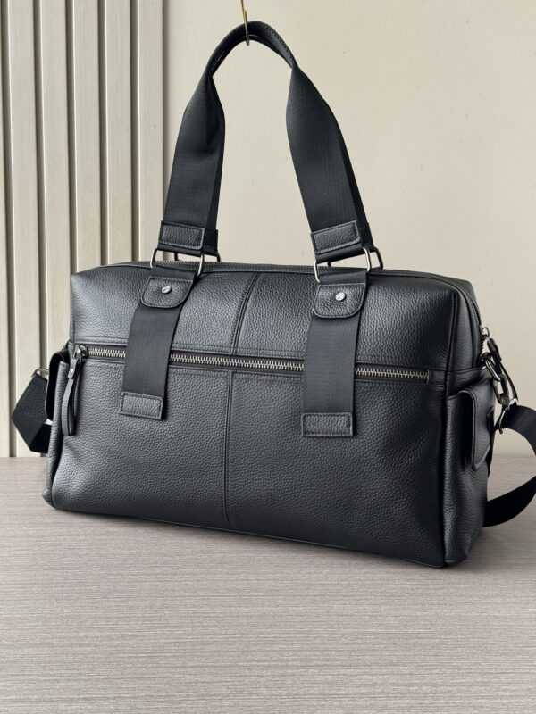 Prada-Inspired Travel Bag – Black Textured Calfskin