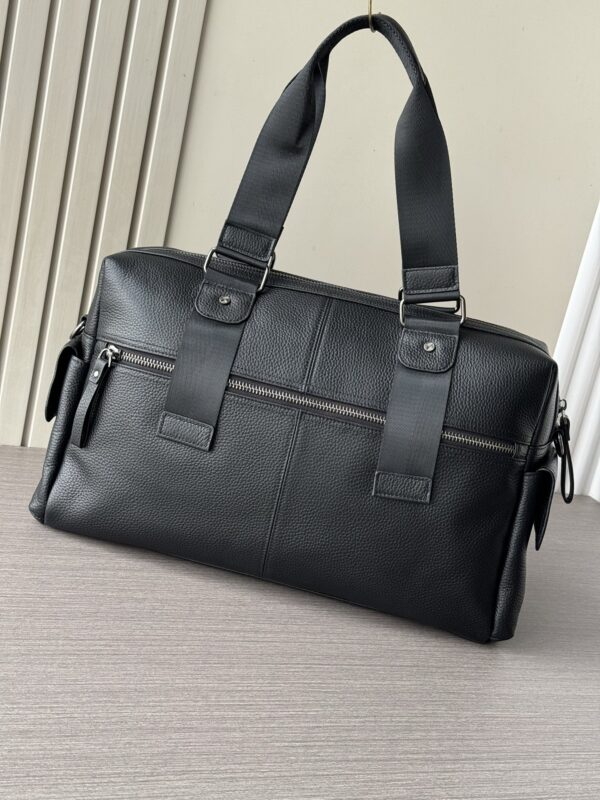 Prada-Inspired Travel Bag – Black Textured Calfskin
