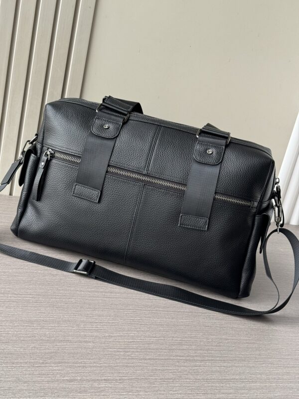 Prada-Inspired Travel Bag – Black Textured Calfskin