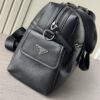 Prada-Inspired Travel Bag – Black Textured Calfskin