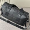Prada-Inspired Travel Bag – Black Textured Calfskin