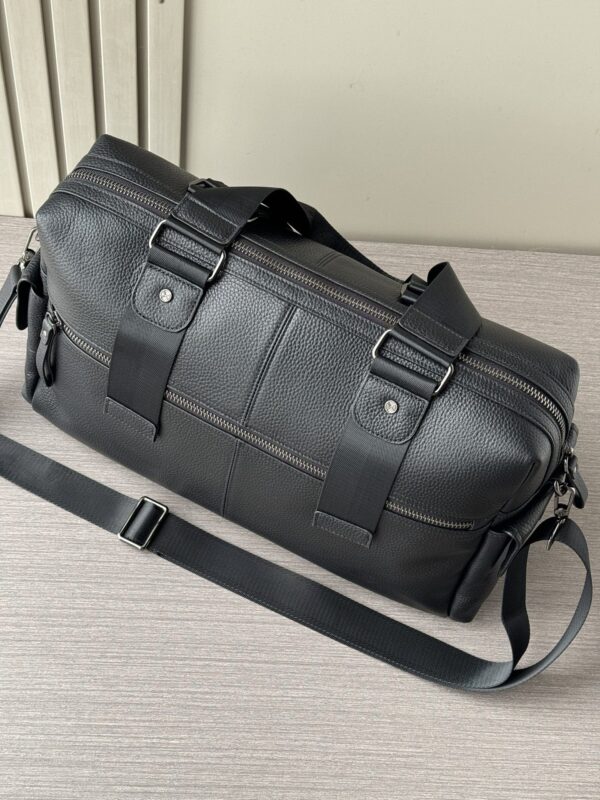 Prada-Inspired Travel Bag – Black Textured Calfskin