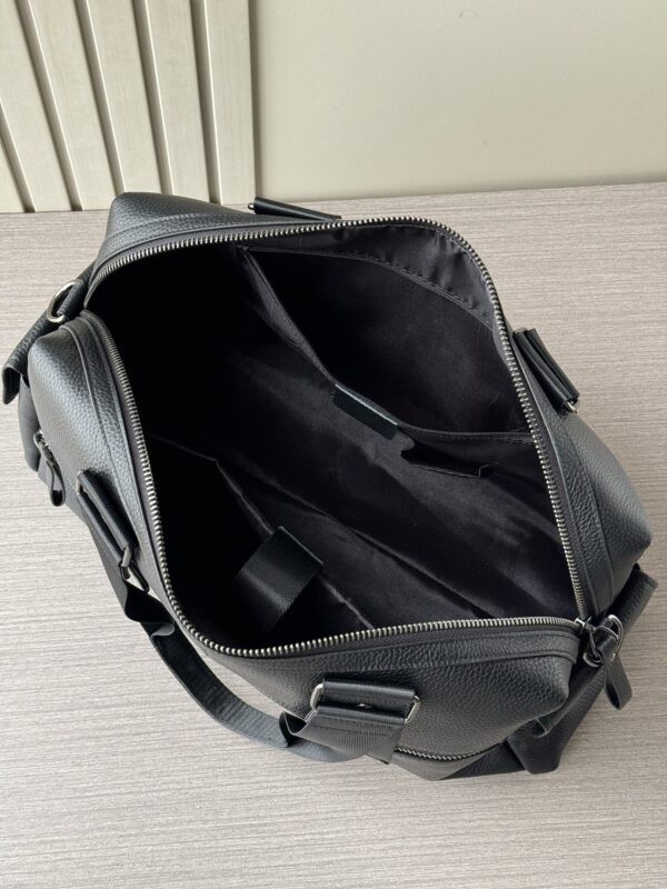 Prada-Inspired Travel Bag – Black Textured Calfskin