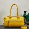 sy_no_C71ED4DE9B01117B276DCB33DD9357E4_1 Yellow Leather Front-Zip Double-Handle Shoulder Crossbody Bag
