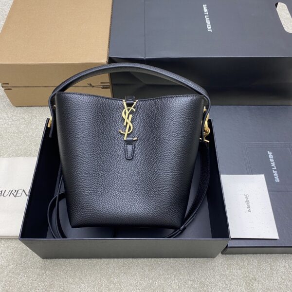 LE 37 Small Bucket Bag – Black Suede & Gold