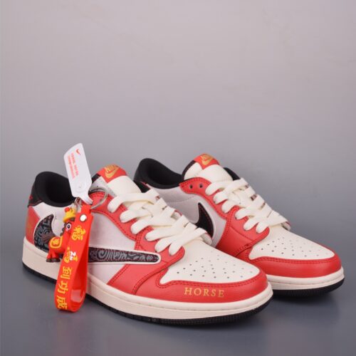 sy_no_C8B86E2EE64B4B5B079E42F4D781E6FF_0 Travis Scott x Air Jordan 1 Low “Year of the Horse” Custom – Red / Sail / Black / Gold