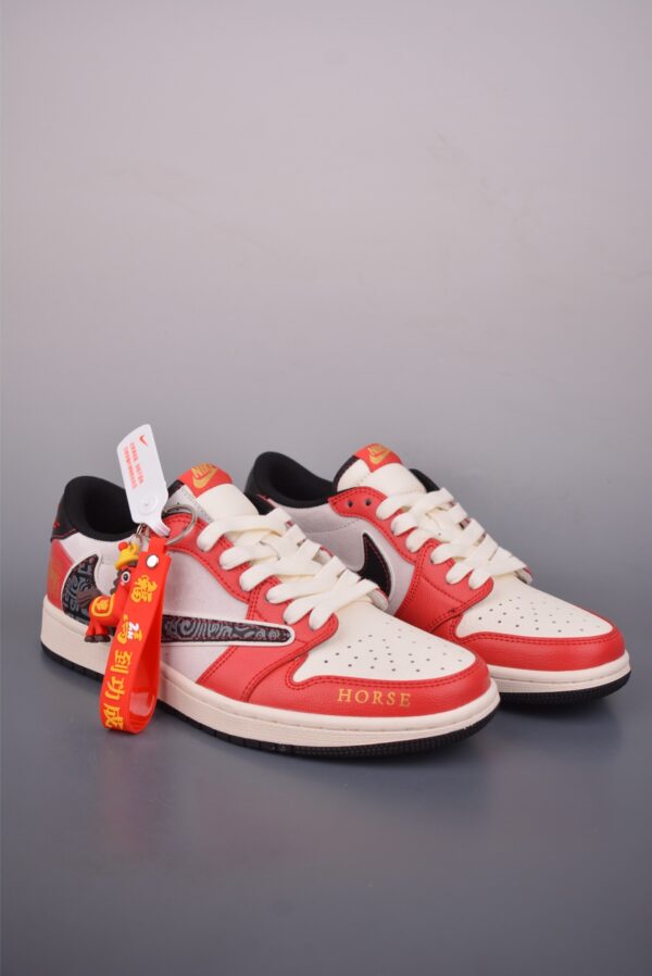sy_no_C8B86E2EE64B4B5B079E42F4D781E6FF_0 Travis Scott x Air Jordan 1 Low “Year of the Horse” Custom – Red / Sail / Black / Gold