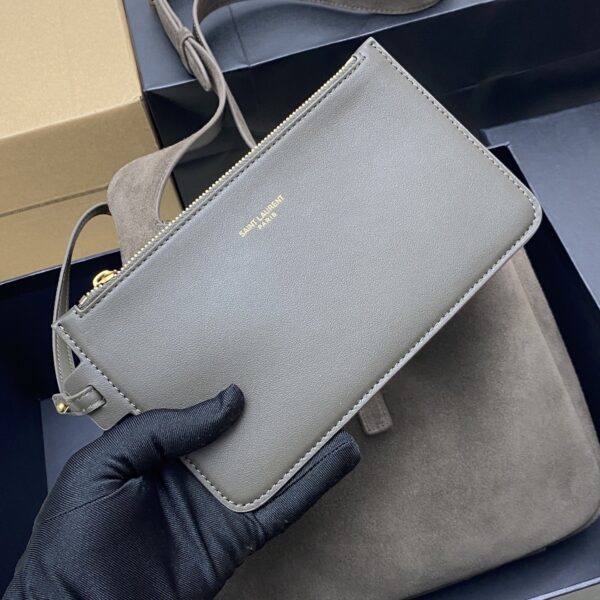 sy_no_C8CBE63C2CC97C9A839D474EED7D2576_6 YSL Small Suede Hobo Crossbody Bag – Musk Green & Gold