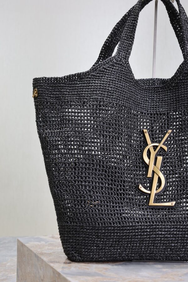 sy_no_C940E565DB07E2C68F621837FA5A1E67_2 Saint Laurent Icare Large Woven Raffia Tote – Black
